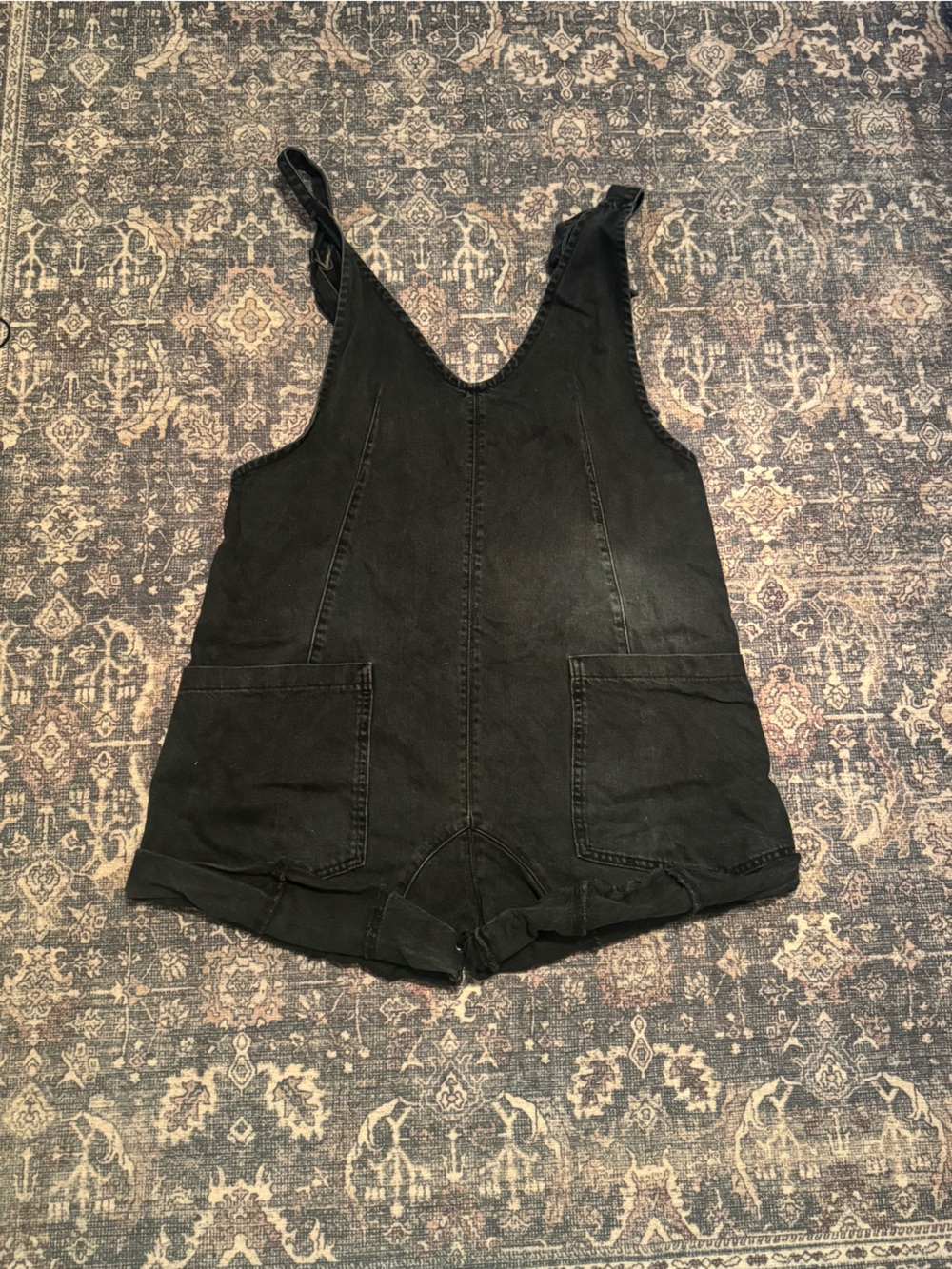 We The Free Black Denim Shortalls Romper